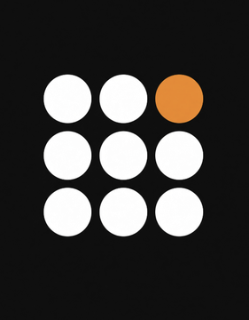 A 3x3 grid of dots on a black background, with eight white circles and one orange circle in the top-right corner, visually echoing the concept of a single distinctive share class ("MORE") highlighted among a larger pool, while the accompanying text announces Smarter Web Company's planned £15 IPO of perpetual preferred shares on the London Stock Exchange's Main Market.