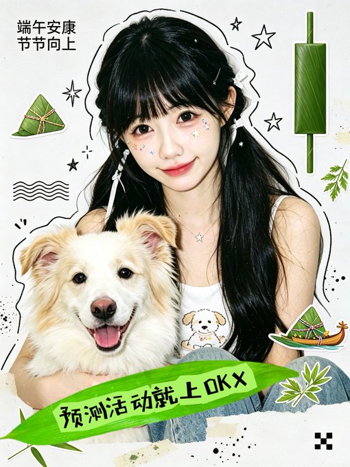 The image features a woman holding her dog, with Chinese text surrounding them that reads "Misa祝各位端午安康节节向上 世界杯预测活动 有一些朋友没有用。". The woman and her dog are the main subjects of the image, with Chinese text surrounding them.

The post is titled "Misa祝各位端午安康节节向上 世界杯预测活动 有一些朋友没有用。" which is a description of the image.