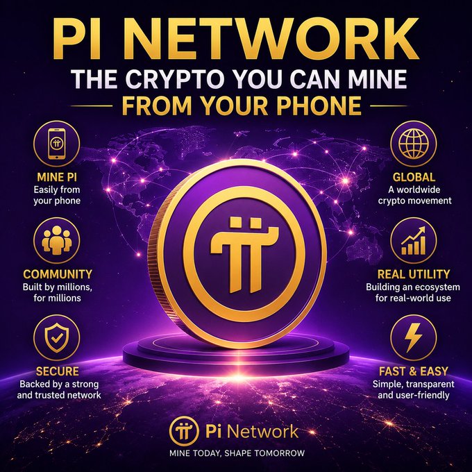 Pi Network promotional graphic highlighting its mobile mining, global community, and real-world utility features. The image suggests Pi's emphasis on accessibility and ecosystem development as potential drivers that could influence whether $PI reaches the $3 price target by end of 2026.