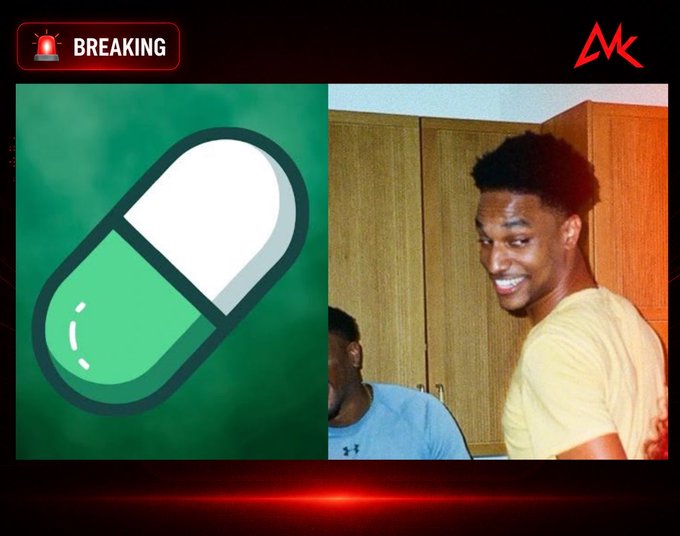 A 'BREAKING NEWS' style graphic with an MK logo, featuring a green pill icon on the left and a smiling young man in a yellow shirt on the right.