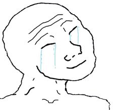 The image features a black and white line drawing of a sad or crying face with tears streaming down its cheeks. The person's eyes are closed, and their mouth is open as if they're speaking or singing. The background appears to be a plain white wall, which contrasts with the dark figure in the foreground. There is no text present in the image, but it seems to be related to an event or competition involving cryptocurrency trading.