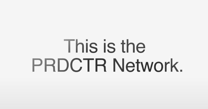A simple gray and white graphic with text reading 'This is the PRDCTR Network.'