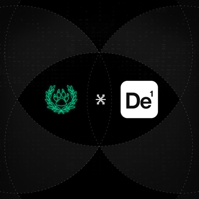 A dark graphic design featuring geometric overlapping circles, with a green laurel wreath enclosing a paw print on the left, an asterisk in the center, and the Adobe Dreamweaver (Dw) logo on the right.