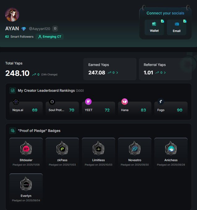 A user's social media account page displays a list of their followers, total likes, and comments, with badges for "Smart Followers", "Enthusiast", and "Creator".