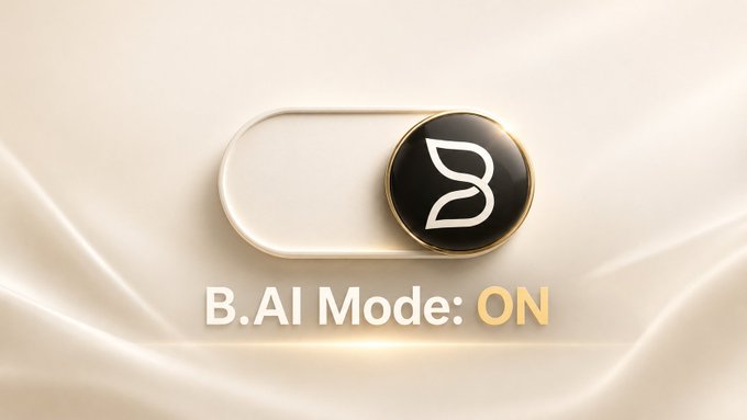 A toggle switch graphic displayed "ON" with a black leaf logo beside the text **"B.AI Mode: ON"**, set against a cream-colored background — visually representing the activation of B.AI as the foundational infrastructure for AI-driven collaboration mentioned in the post.

Note: The text in the post appears to be cut off ("The platforms" trails off), but the image clearly emphasizes B.AI being switched on, reinforcing the idea of B.AI as the enabling infrastructure for the next generation of intelligent systems.