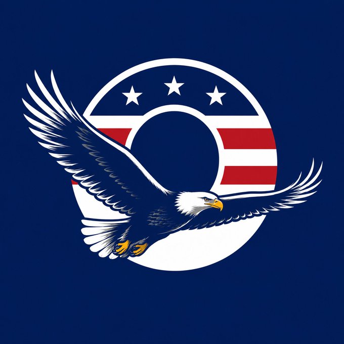 The image features a patriotic eagle graphic that depicts the eagle flying towards a circle with three stars at its center, symbolizing the American flag. Below this design, there's text that says "Perps are coming to America Anyone will be able to integrate perpetual trading with ease through Orderly Launch a fully functional trading platform in under an hour for just $10 The infrastructure is ready once the regulation is". This image conveys the idea of freedom and the open opportunities associated with American commerce.