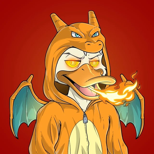 A digital illustration of a Charizard wearing a hoodie, with the face of another character layered inside its open mouth, breathing out a flame against a red background.