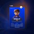 A blue digital collectible card featuring a character named 'NOVA-07' with an 'AGS' label.