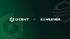 A dark green promotional graphic featuring the DCENT and KWeather logos with an 'x' between them, alongside a shield and wave emblem.