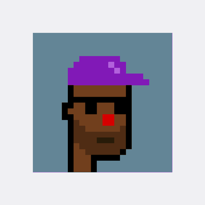 A pixel art portrait of CryptoPunk #4255, featuring a male character with brown skin, a purple beanie, and a red earring, displayed against a blue background. The image represents the NFT recently acquired by collector urhomie.eth for 32.79 ETH.