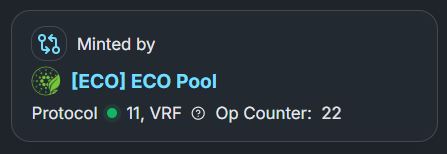 The image features a screenshot of a website with a banner at the top, displaying information related to an update for the ECO Pool server. The server has been updated to version 11 and has already reached "op count 22" during this update process. There is also a small icon within the banner representing a pool. This shows that the main focus of the post is on the update progress and the server environment, specifically related to the eco pool update.