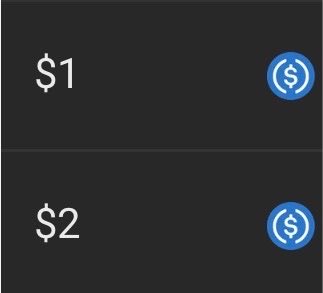 The image shows a dark-themed wallet balance display showing $1 and $2 USD amounts next to blue USDC icons. Given the post's context expressing gratitude to Moonpay and mentioning the late hour, the image likely illustrates modest new USDC balances acquired through Moonpay despite the ungodly 4 AM timing.