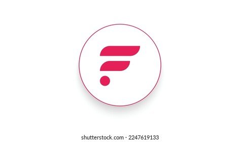 A red stylized "F" logo enclosed in a thin circular border, representing the $FLR cryptocurrency token, paired with a caption discussing how widespread adoption of $FLR among users could encourage platforms like Robinhood to list the token.