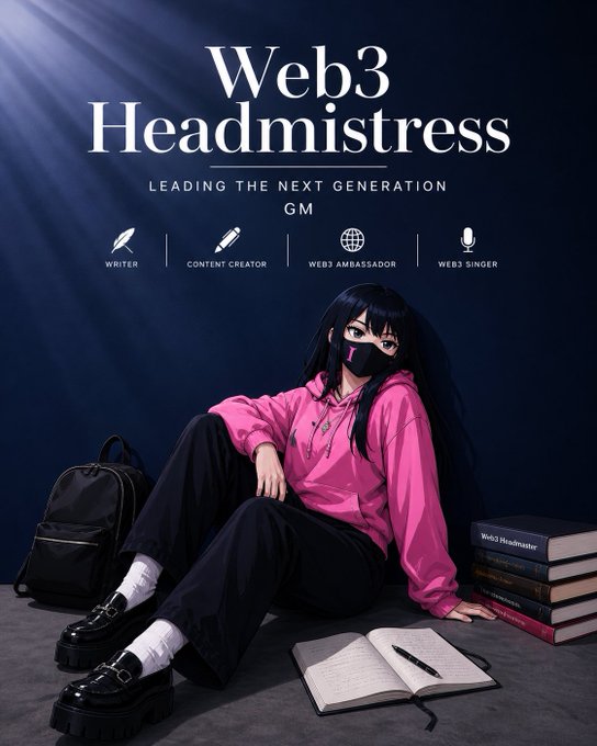 The image features an artist sitting down with several books around them, suggesting they might be working on a creative project or studying for an exam. The caption reads "Ghvd Mvrning Lovelies" which could indicate that the artist's name is Ghvd Mvrning Lovelies and their work is related to the concept of loveliness. The image also includes a book titled "The Arc", possibly indicating that the artist is interested in or inspired by the Arc community, such as the Web3 Headmistress.