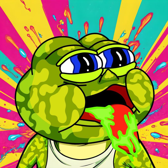 A cartoon frog character with large blue eyes sticks out its tongue to lick a red object, set against a vibrant psychedelic background of yellow, pink, and teal rays with colorful splatters. The image serves as the official mascot artwork for the $TOAD (Acid Toad) token launch, visually representing the "Lick The Toad" tagline featured in the post.