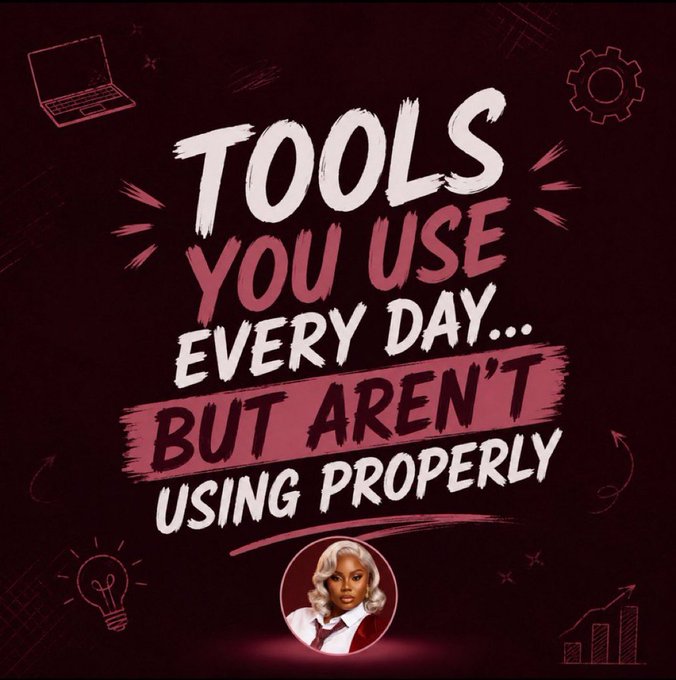 A graphic with a dark background features the bold text "TOOLS YOU USE EVERY DAY... BUT AREN'T USING PROPERLY," surrounded by decorative icons like a laptop, lightbulb, and gears, with a small portrait of a woman at the bottom, serving as a Part 4 installment highlighting underutilized features of apps like Google Lens and WhatsApp.