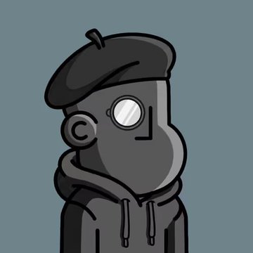 The image features a cartoon character wearing a black hat, hoodie, and glasses. The character appears to be a person with a unique style, possibly inspired by the art of the artist who created this character. The character's attire includes a hoodie, which adds an element of casualness or comfort to their overall appearance. The image also contains text that reads "picked up a few npcs digging the art early bayc vibes yadda yadda @npconchain". This suggests that the artist who created this character might have been involved in some form of underground or alternative art scene, where they collected and shared their work with others.