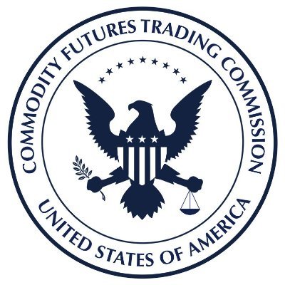 The image shows the official seal of the U.S. Commodity Futures Trading Commission (CFTC), featuring an eagle with a shield, olive branch, and scales of justice, with text reading "COMMODITY FUTURES TRADING COMMISSION" and "UNITED STATES OF AMERICA." The seal relates to the post as it represents the federal agency that charged Goliath Ventures and its CEO with the alleged $400 million fraud scheme.