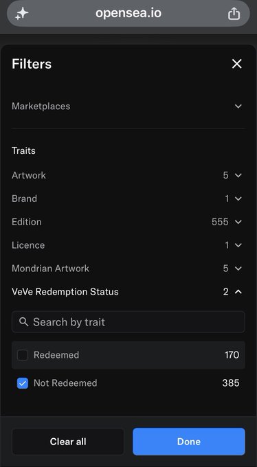 The image shows a phone screen with an open webpage that displays information about filtering, including a list of filters available for use. The filter options include "Not Redeemed", "Marketplaces", "Artwork", "Brand", "Edition", "LICENSE", and "Redemption status". The post also mentions the importance of filtering out unwanted emails or messages to maintain privacy and security online, as well as the need to clear all filters at once.