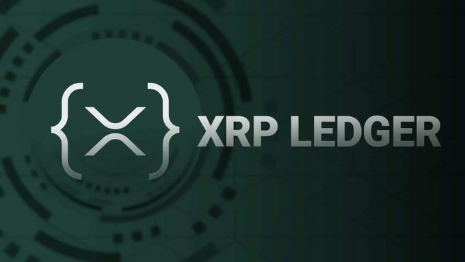 A dark green graphic displaying the XRP Ledger logo and text.