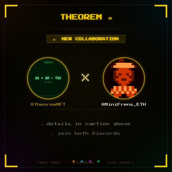 A black background with a yellow circle and text reading "Theorem" and "New collaboration".