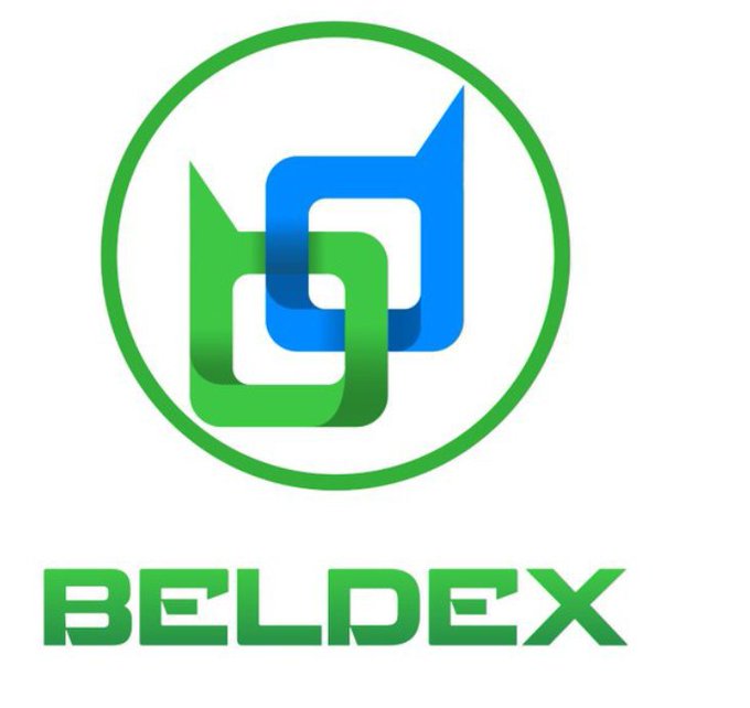 The image shows the Beldex logo—a stylized blue and green interlocking geometric design enclosed in a green circle—above the bold green "BELDEX" wordmark. It serves as a visual identifier for @BeldexCoin, whose live interoperability bridge is referenced in the post.
