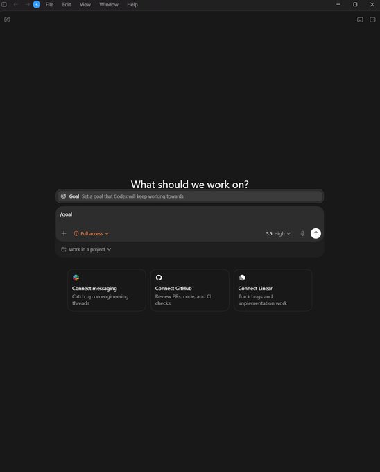 xtop screen with a black background and white text asking "What should we work on?"