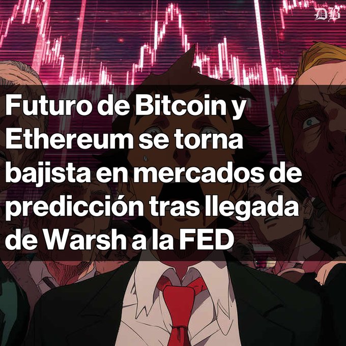 The image features an animated cartoon of a man wearing a red tie and suit standing against a backdrop that shows a chart indicating Bitcoin's price of 5% and Ethereum's price at 1%. Below these charts, there's text related to cryptocurrency trends and market forecasts. In the foreground of the image is another person partially visible. At the bottom, the post suggests that Bitcoin could reach $55,000 in the coming months.