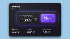 The image shows a "Portfolio" interface displaying claimed rewards of 1,163.51 with a purple "Claim" button, alongside zero balances for Staked and Withdrawable. It illustrates the kind of airdrop rewards interface that the post references regarding dYdX's historic $10K–$100K user rewards and highlights the upcoming Arcus airdrop opportunity.