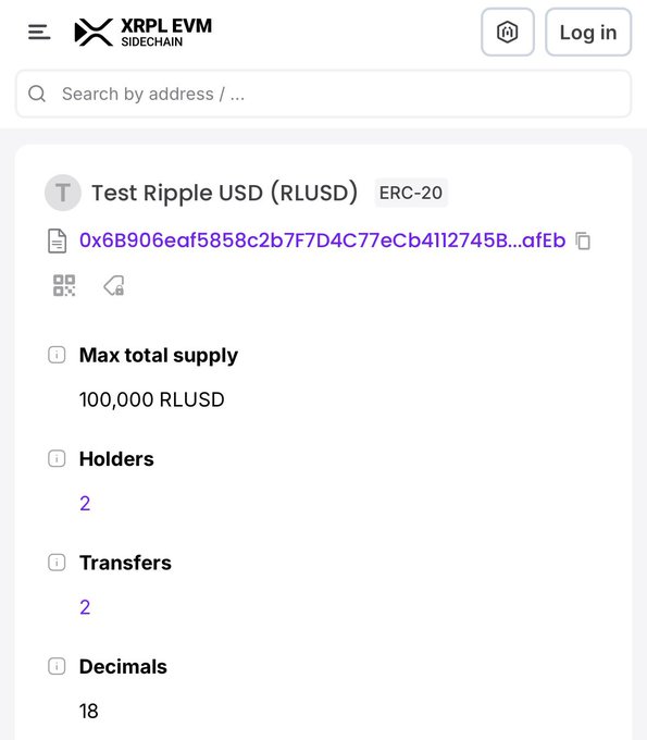 The image features a screenshot of a website, likely a news feed or information page, that shows an article related to Ripple cryptocurrency. The title of the article reads "RLUSD OFFICIALLY LIVE ON XRPL EVM— Ethereum's Entire DeFi Ecosystem UNLOCKED For XRP". This suggests that Ripple has officially launched a secured stablecoin on the Ethereum blockchain, which is part of their entire deFi ecosystem. The image focuses on this new feature and its impact or functionality in the cryptocurrency market.
