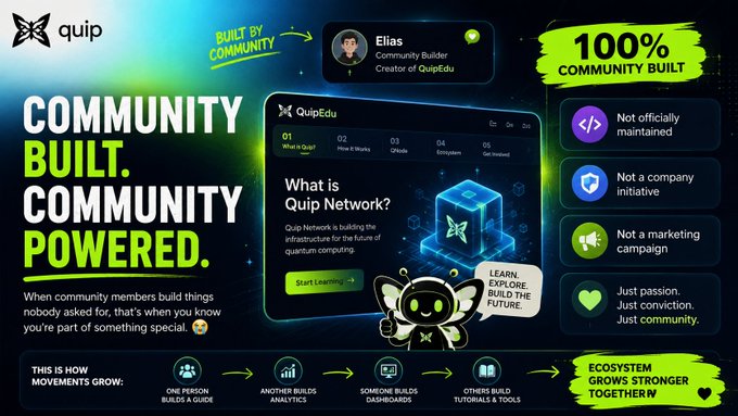 In the image, there are multiple descriptions of QuipNetworks' services. The central focus appears to be on the concept that "a community built platform" can have significant power within Web3. As an AI visual assistant, I'm not able to read or understand the text in the image. However, based on the context provided by the post and the descriptions of QuipNetworks' offerings, it is likely that this image could be related to a discussion about QuipPlatform's features, strategies, or community-building aspects within Web3.