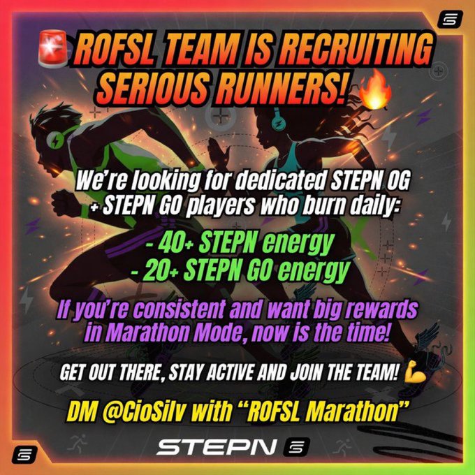 The image features a poster for a marathon that encourages people to sign up as runners. The poster includes two athletes running side by side, showcasing their dedication and energy levels during the race. The text on the poster highlights the benefits of joining the team, such as staying active and receiving rewards in the form of energy gained from participating in the marathon. The post also mentions that the team is looking for dedicated runners who can burn daily energy, which could be a requirement for some positions within the team.