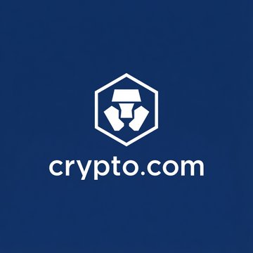 The image displays the Crypto.com logo, featuring a white hexagonal emblem with a stylized geometric design and the text "crypto.com" on a dark blue background. This logo represents the company mentioned in the post, which announced Iskandar Vanblarcum as the new managing director of the Crypto.com Exchange.