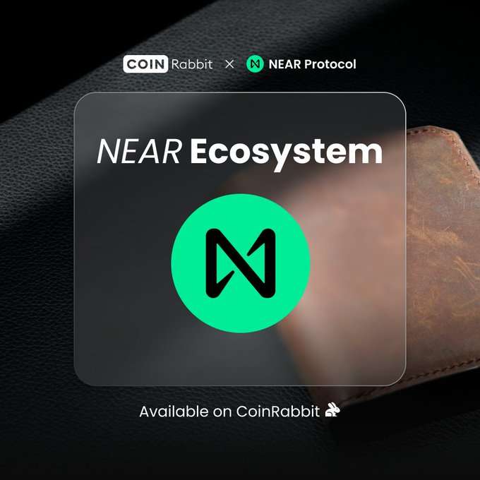 A promotional graphic for 'NEAR Ecosystem' featuring the NEAR Protocol logo, with 'COIN Rabbit x NEAR Protocol' branding at the top and 'Available on CoinRabbit' at the bottom.