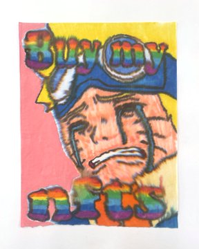 A child's hand-drawn artwork featuring the word 'BURNT' in colorful letters above a sketch of a face wearing a blue cap, with the word 'TOAST' written in similar rainbow letters at the bottom.