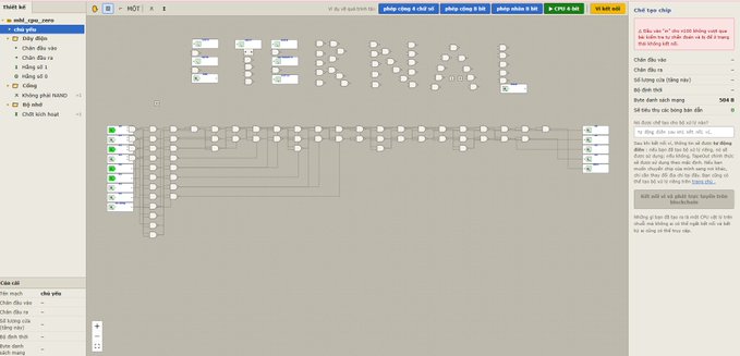 The image shows a web-based blockchain simulation game interface (tapeout.net) with an electrical circuit-building layout featuring connected nodes and a chat panel in Vietnamese, illustrating the complex puzzle the user struggled to understand. The accompanying caption about "Chinese wizards" and "electrical panels on the blockchain" humorously describes this intricate interface, where players connect circuit components to mine cryptocurrency, though the user admits they "fumbled around" without grasping the mechanics.