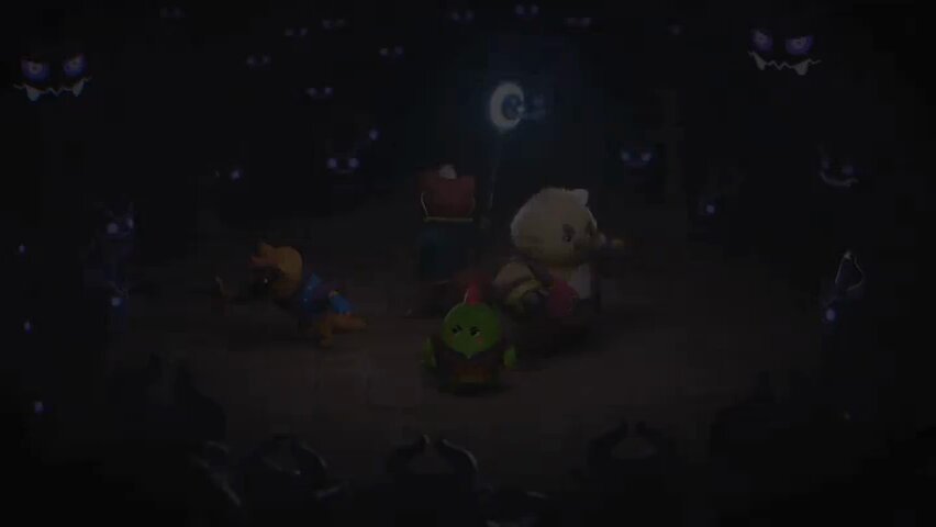 The image features an advertisement for a video game called Sleepagotchi. The poster showcases a cartoon character named Sleepagotchi standing in front of a dark background with multiple monsters surrounding him. The monster characters are depicted as glowing, giving the impression that they are floating or hovering above the player's head. The poster also includes text promoting the game and its features, such as earning rewards for maintaining healthy sleep habits and collecting NFTs to customize the character's appearance.