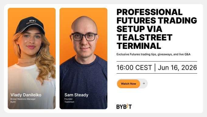The image features a poster for a live stream event, where two people are featured prominently - one person wearing a baseball cap and the other with glasses. The poster displays information about the event, including details such as the date (June 16, 2016), time (16:00 CEST), location (Tealstreet Terminal), and the name of the event (#Press #Live). Additionally, there is text on the poster that reads "Professional Futures Trading Setup via Tealstreet Terminal", which suggests that this event might be related to trading or financial markets.