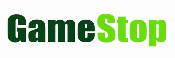 The image displays the GameStop logo, featuring the word "GameStop" in bold lettering with "Game" in dark green and "Stop" in bright lime green. This visually represents the "GME" ticker referenced in the accompanying post, which discusses a tokenized project on @longdotxyz paired with GameStop (GME) stock.