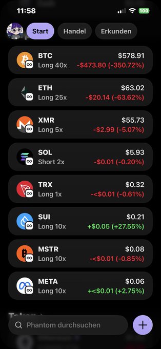 The image shows a cell phone screen filled with various app icons, such as cryptocurrency apps like XMR and TRX that provide information about their prices or currency fluctuations over time. The user interface has multiple columns displaying different coin names and price changes, indicating the popularity of these coins among users. The post in question seems to be related to one of these applications or a discussion around the crypto market's current trends.