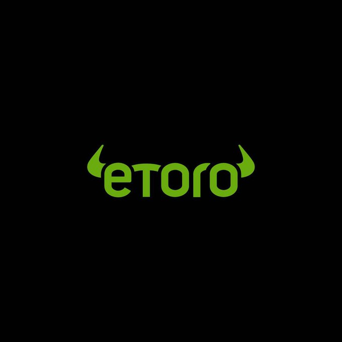 The image displays the eToro logo in green text with stylized bull horns on a black background, visually representing the company whose Q2 2026 earnings growth and TradeZero acquisition are highlighted in the accompanying post.
