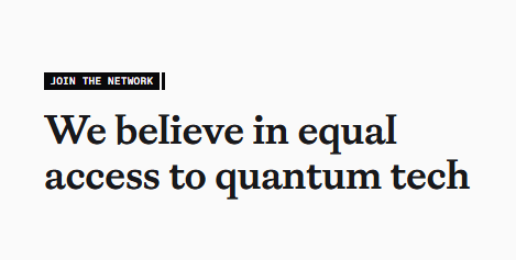The image features a white background with black text that reads "We believe in equal access to Quantum tech" written in bold letters at the top of the image. Below this, there's an explanation about the importance of security in web3 applications. The image is accompanied by a caption that reads "@quipnetwork".