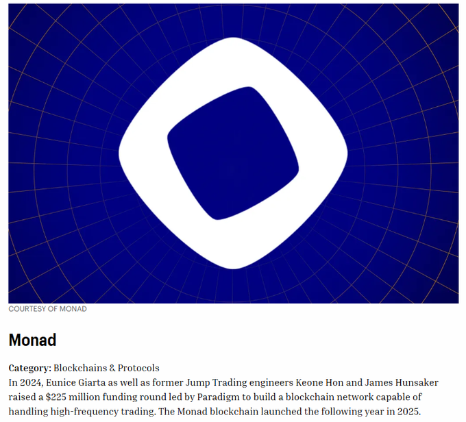 The image features a blue square with a white circle inside of it, which appears to be a logo or symbol related to Monad Chains & Protocols. The text at the bottom of the image reads "Moonser's Monad Chain".
