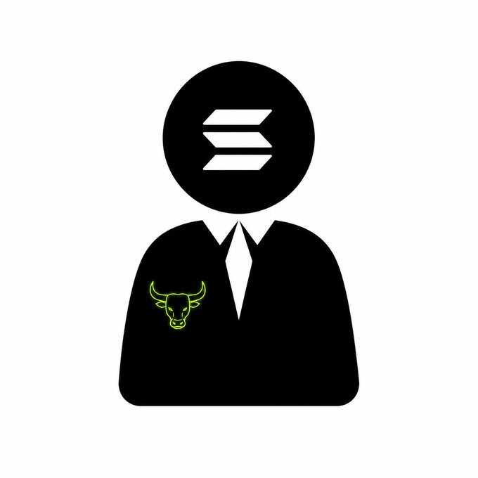A black silhouette illustration of a person wearing a suit featuring a glowing green bull logo on the chest, with a stylized 'S' logo on their face.