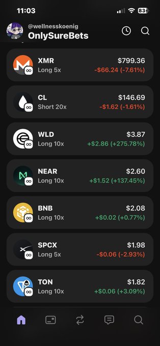 The image shows a phone screen displaying various cryptocurrency prices, including Bitcoin, Ripple, and Litecoin. The text on the screen reads "Habe ein Öl geschlossen und den schon in $XMR geflipped bevor were anders macht den anderen gleich langsam und tp lasse". This message is related to a post about cryptocurrency prices, likely discussing Bitcoin's current value. The image focuses on the phone screen displaying these prices rather than any other objects or elements within the frame.