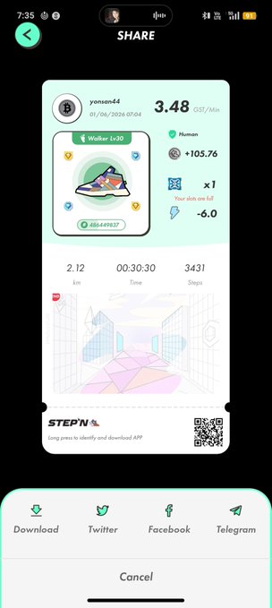 The image shows a smartphone screen displaying a Share app with a green background, white text, and icons for social media platforms such as Twitter, Facebook, and Telegram. The app has a "share" button at the top of the screen that allows users to share their content or updates with others. There is also a "conclusion" button on the right side of the screen, which could be used to end a post or message.