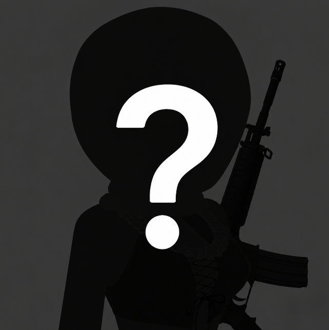 A black silhouette of a figure holding a rifle is displayed with a large white question mark over its face, symbolizing the mystery of the giveaway winner reveal. The image visually represents the suspense of selecting the winner, "0xdyno," mentioned in the post.