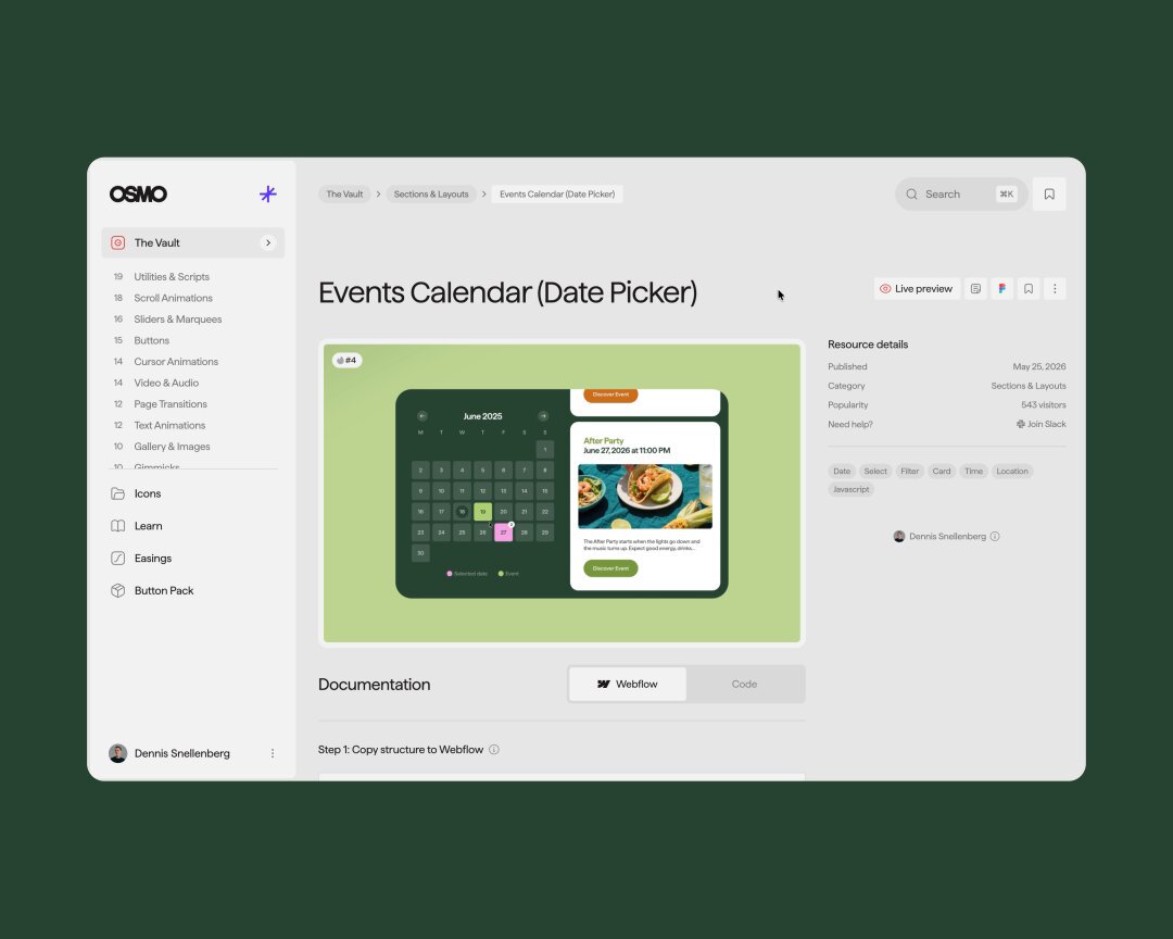 A screenshot of an event calendar app displaying a green table with information about different events, including dates and locations. The app has a menu bar at the top that provides options for viewing or editing the calendar settings.
