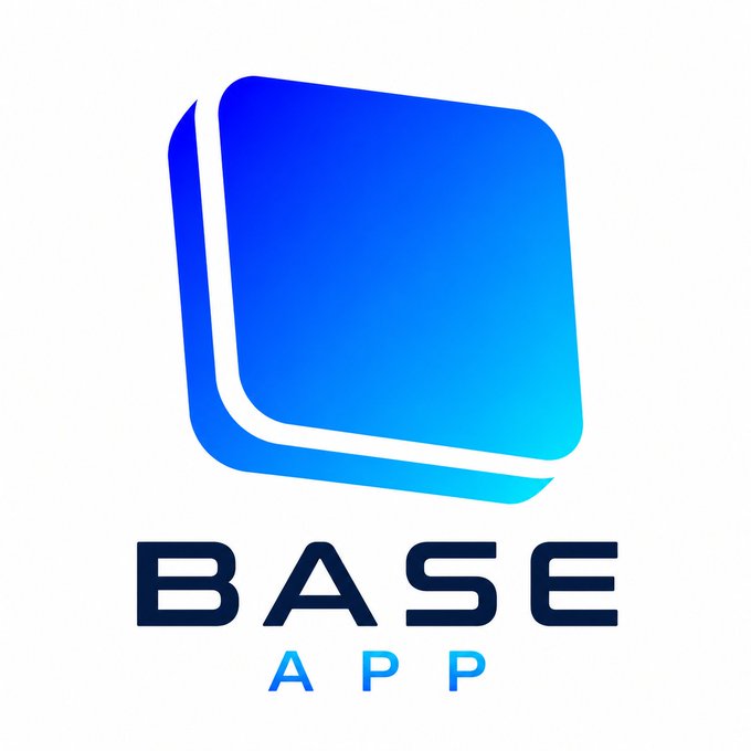 A blue gradient logo featuring overlapping rounded square shapes above the text 'BASE APP'.
