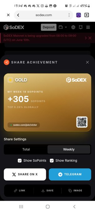 The image features a phone screen displaying an infographic that showcases SoX's trading achievements, including SoX points earned during a trading campaign over two months ago. The screenshot also provides details about the trading app used for the campaigns.